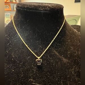 Madewell pronged etched heart necklace gold plated over brass necklace.